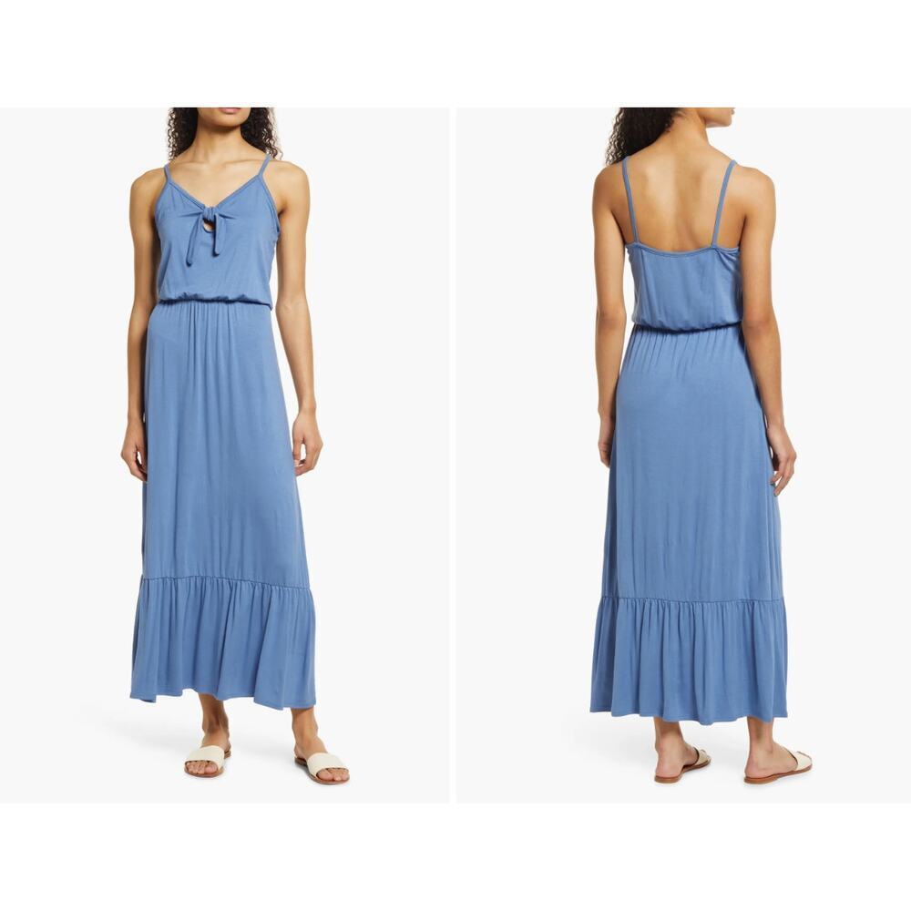 Loveappella sz M blue prairie cottage maxi‎ dress NWT